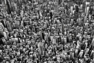 Vista aérea de una ciudad enorme generada por inteligencia artificial