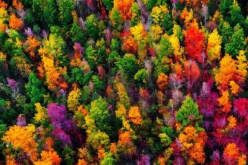 Fototapeta na wymiar Una imagen generada por inteligencia artificial de un bosque colorido en otoño.