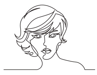 continuous line drawing beautiful hairstyle woman - PNG image with transparent background