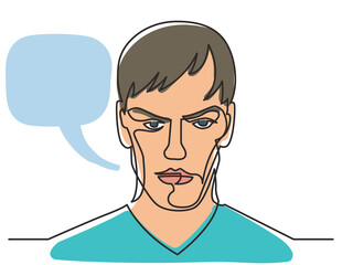 continuous line drawing confident young man portrait 2 colored - PNG image with transparent background