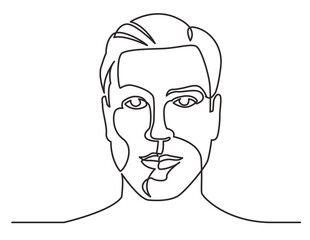 continuous line drawing good looking man - PNG image with transparent background