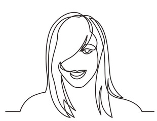 continuous line drawing healthy beautiful young woman - PNG image with transparent background