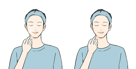 スキンケアをする男性