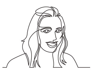 continuous line drawing smiling woman looking - PNG image with transparent background