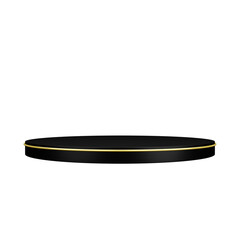 black podium with glowing golden ring 