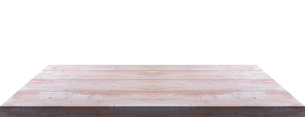Empty wood top table on isolated white background, Included clipping path