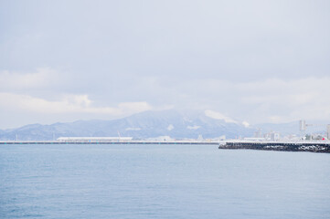 青森　津軽　海　冬　雪