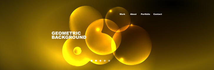 Shiny neon circles and bubbles, dark abstract background with blurred magic neon light, wallpaper design