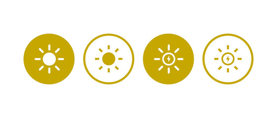 Fototapeta premium Sun with energy, solar power icon. Renewable concept in different circle background.