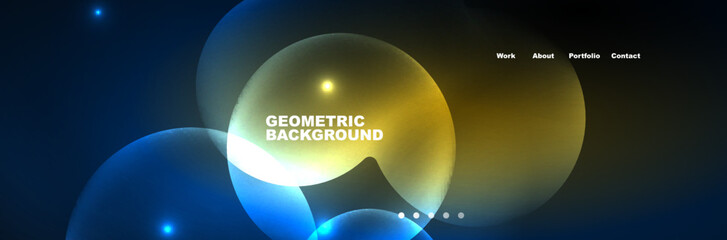 Neon glowing bubbles, circles magic energy space light concept, abstract background wallpaper design