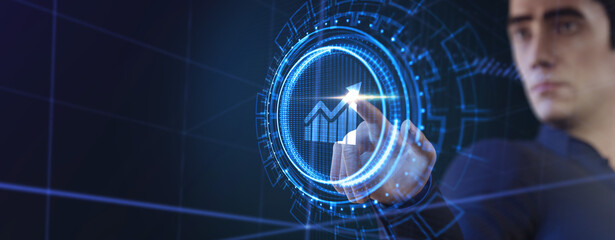 Business, Technology, Internet and network concept. Financial Graph. Stock Market chart. Forex Investment.