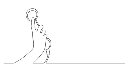 one line drawing of woman hand holding phone receiver with copy space - PNG image with transparent background