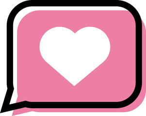 Heart shape in square speech bubble icon. Heart shape in message bubble. Symbol of Valentine Day.