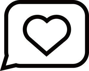 Heart shape in square speech bubble icon. Heart shape in message bubble. Symbol of Valentine Day.