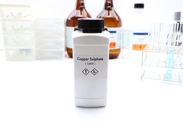 copper sulphate in bottle , chemical in the laboratory and industry
