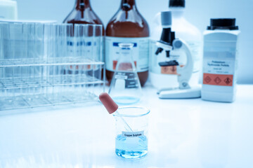 copper sulphate in bottle , chemical in the laboratory and industry