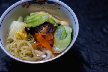 Vegetable ramen nabe is a classic Japanese winter dinner.