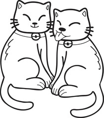 Hand Drawn cute cat smile illustration in doodle styl