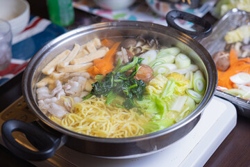 Vegetable ramen nabe is a classic Japanese winter dinner.