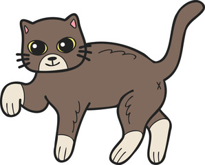 Obraz premium Hand Drawn walking cat illustration in doodle style