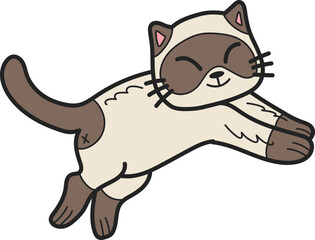 Hand Drawn jumping cat illustration in doodle style