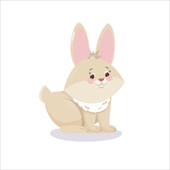Vector illustration of a cute rabbit for the Easter holiday. Rabbits on a white background. Funny cartoon-style Animals for children's magazines, apps, websites
