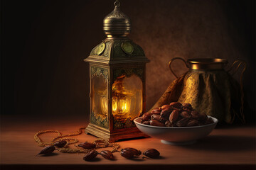 Festive greeting card for Muslim holy month Ramadan Kareem.