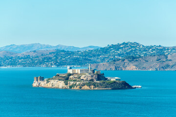 Alcatraz island in the city of san francisco california in the area of fishermans warf near beach...