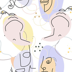 Face line pattern Abstract drawing seamless print