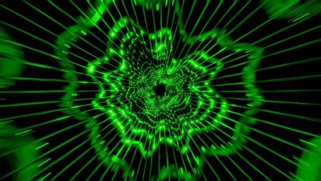 green neon sci fi tunnel vj loop motion graphic templete. High quality 4k footage