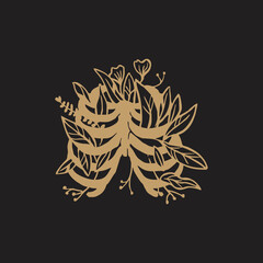 the ribs are overgrown with plants and flowers