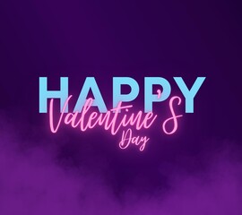 Purple neon Valentines Day modern design. For cards, wallpaper, social media post
