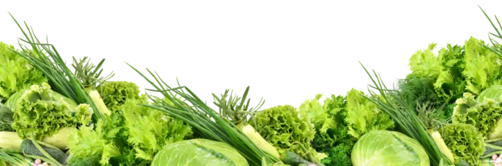 Afwasbaar Fotobehang Verse groenten Green vegetables frame isolated 