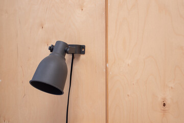 Loft metal light lamp electricity on wooden wall
