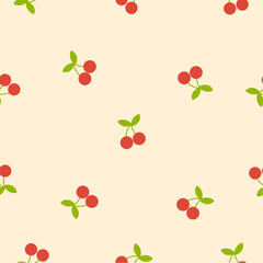 cute cherry fruit seamless pattern flat design