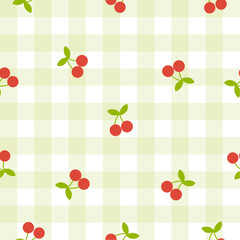 cute cherry gingham pattern vector illustration