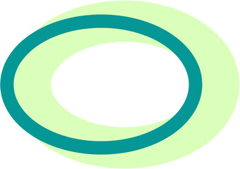 Ellipse Retro Shape, Green Outline, Abstract Decorative Element