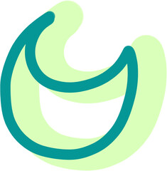 Moon Retro Shape, Green Outline, Abstract Decorative Element