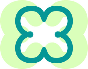 Retro Shape, Green Outline, Abstract Decorative Element