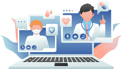Telemedicine . Doctor and laptop .