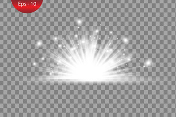 Glowing White Light effect. Vector illustration