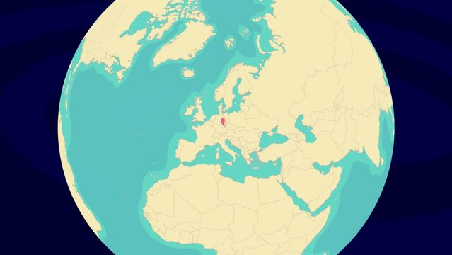Zooming To Nuremberg Location On Stylish World Globe