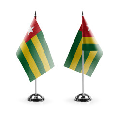 Small national flags of the Togo on a white background