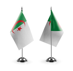 Small national flags of the Algeria on a white background