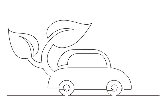 continuous line drawing green energy car symbol 2 - PNG image with transparent background