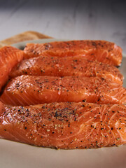 Season salmon steaks