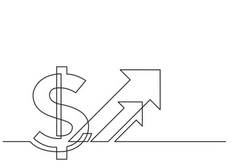 one line isolated vector real dollar sign stock market growth - PNG image with transparent background