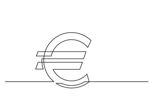 one line isolated vector object euro currency - PNG image with transparent background