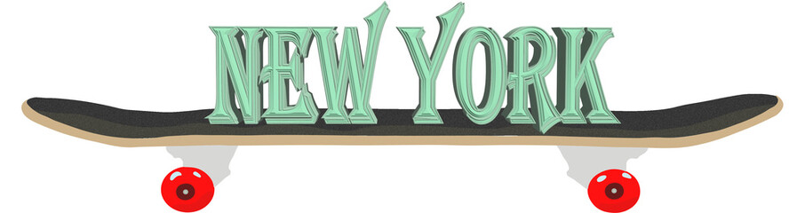 new york  on top of the skateboard
