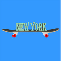 new york  on top of the skateboard  